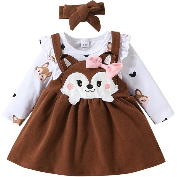 Tenue De Noël Pour Bébé Fille 3 Pièces - Barboteuse Manches Longues, Robe Porte-jarretelles Et Bandeau Motif Pain D'épice - 7