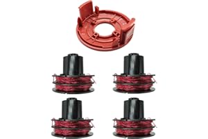 Maxmerit Bobina e Coperchio di Ricambio 112966 Bobina Decespugliatore per AL-KO GTE 350, GTE450, GTE550 Bobina di Filo 8,3m x 1,6mm Bobine per Tagliabordi AL-KO(4 Bobine + 1 Copertura)