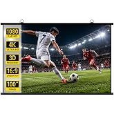 WRSION 100 inch Wall Mount Projector Screen for Home, Office & Outdoor | Thicker 16:9 HD 4K Wrinkle-Free | Portable Foldable