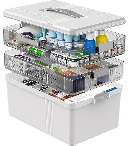 Mxzzand Boîte de rangement pour médicaments en plastique avec plateau