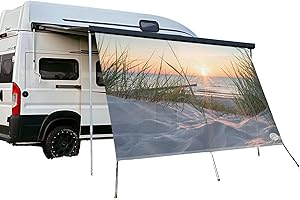 CAMPIDOO Textil Sonnensegel | OSTSEE-Strand Fotodruck | Sonnen- und Sichtschutz | Markisen Vorderwand | Kederleisten Befestigung | Camping Zubehör (280cm)
