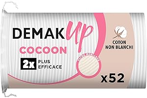 COLHOGAR Demak'Up Cocoon Ovales Cotons à Démaquiller - Visage et Yeux - 100% Fibres de Coton Naturelles - 4x52 cotons