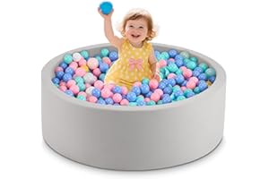 Aunekiv Bällebad für Baby ab 1 Jahr ohne Bälle, 90x30 cm Bällepool Ballgruben Spielzeug für Kleinkinder, Grau