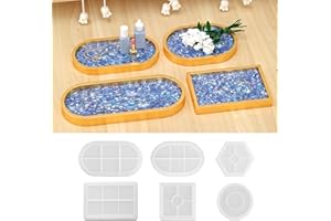 WIKIMO 6 Stück Silikonformen Gießformen für Epoxidharz Tablett Untersetzer, DIY Epoxidharz Silikonform zur Herstellung von für Mold Tablett und Untersetzer mit Oval, Rechteck, Quadrat, Kreis