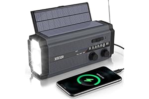 GINDOLY Solar Radio, Tragbar Kurbelradio Dynamo Radio mit AM/FM,5000mAh Wiederaufladbare Dynamo Radio,Mit LED Taschenlampe& LED Leselampe, SOS-Alarm für Wandern,Camping,Ourdoor,Notfall-Schwarz