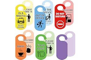 SMARSTICKER Business Office Door Hanger Sign 3.5 x 9.5 Inches Do not Disturb Working from Home Offices in a Meeting Away Vacation Out of BRB Back Soon Double Sided Hanger Sign 8 Pack (Color2)