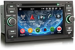 GONFEN 8-Kern 4GB+64GB 7 Zoll Android 14 Autoradio 2Din mit GPS Navi für Ford Fiesta Focus Transit Galaxy C-Max S-Max Kuga Bluetooth 5.0 CarPlay Android Auto DSP WiFi 4G DAB+ OBD2 DVD CD DVB-T2 FM RDS