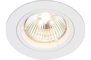 Betta Lighting Recessed Lighting – GU10 LED Spotlights for Ceiling – IP20 Downlights Mains Powered Ceiling Spots for Kitchen Bedroom Lounge - Halogen or LED – Fixed Version, Gloss White