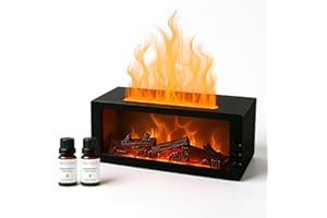 LONYIABBI Diffusore & Umidificatore Effetto Fiamma per Camino 300ml – Nebulizzatore a Ultrasuoni con Telecomando, Luce LED a 7 Colori, Atmosfera Caminetto per Casa, Camera da Letto, Ufficio (Nero)
