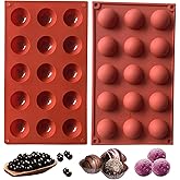2 Pieces Silicone Mould, 15 Cavities with Semi Spherical Shape, Terracotta | For Your Chocolate Desserts, Ice Cream Bombs, Mi