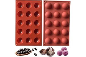 HPiano 2 pièces Moule Forme Demi Sphères 15 Cavités Silicone Outil de Cuisson pour Vos Desserts au Chocolat, Bombes à la crème glacée, Mini Teacake, Bonbons, Biscuit, Gommeux, Jello