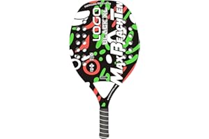 MAX BEACH TENNIS MBT LOGO BLACK XL, Racchetta Beach Tennis Fibra di Vetro - Superficie ruvida - Eva Soft – Leggera e Bilanciata – Profilo 20 mm - Custodia inclusa