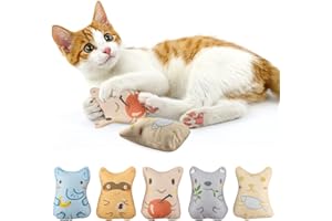 ALLLEEGAY Catnip Mascota de Juguete, 5 Piezas Hierba Gatera Juguete, Juguete Felpa Catnip, Juguete Interactivo Masticable Anti-Mordida para Gatos, 5 Lindos Estilos Diferentes Adecuados para Todos los Gatos (A)