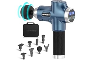 Massage Gun, HOPOSO Deep Tissue Massage Gun, Professional 4800rpm Percussion Muscle Massager, Powerful 30 Speeds Electric Massager 8 Heads for Body Muscle Recovery Sports Massager for Men Women (Blue)