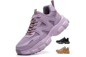 COOU Scarpe Antinfortunistiche Donna Leggere e Comode Scarpe da Lavoro con Punta in Acciaio Antiscivolo Traspiranti Scarpe Sicurezza