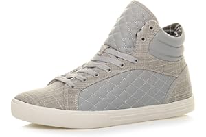 AJVANI Mens Flat lace up Quilted Casual hi high top Ankle Boots Trainers Sneakers Size.