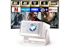 MAGCUBIC [App Integrada] Mini Proyector 4K & 8K Soporte 1080P Nativo, Proyector Portátil con Android 14 WiFi 6 BT 5.4, 600ANSI, Enfoque Automático, 6D Corrección Automática de Trapecio, Rotación 180°, HY350MAX