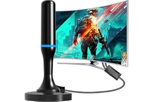 DTB TECH Antenna tv digitale per interni, Antenna tv portatile con solida base magnetica, cavo coassiale da 3 m. Supporta 4K 1080p VHF UHF DVB-T/DVB-T2 (Blu (con amplificatore))