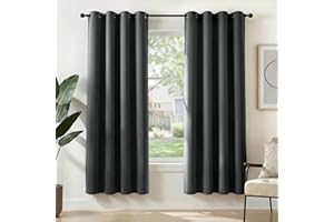 Deconovo thermal curtain cold protection curtains with eyelets 175x140 cm (height x width) Opaque curtains bedroom blackout curtain blackout curtain heat insulating, dark grey, set of 2