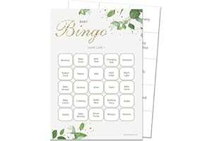 Olivia Samuel 16 Player Bingo Baby Shower Game - Botanicals Design (16 Guest Cards + 4 Sheets of Calling Cards for The Host + Winner's Certificate)