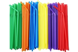 ALINK 500 PCS Assorted Colors Flexible Drinking Straws, Plastic Disposable Straws - 7.75" x 0.23"