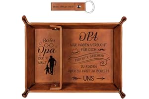 HONMOK Plateau Vide Poche Entrée en Cuir Bester OPA Rangement Rectangulaire 2 Compartiments pour Portefeuille Montre Lunettes Soleil Clés Téléphone Équipement Bureau