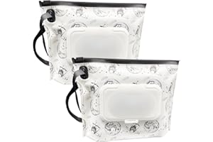 ALKAIDCHAO Lot de 2 pochettes portables de petite taille pour lingettes humides (17,8 x 13,7 cm), réutilisables et rechargeables, respectueux de l'environnement, pratique pour transporter les couches (Moonlight)