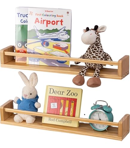OAKERLAND Kinderkamer Zwevende Planken Hout, 40cm Eiken Massief Kinderkamer Drijvende Wandplanken, Display Boekenplank voor Verhalenboeken, voor Thuis, Kantoor, Slaapkamer Decoratie, Woonkamer (50 CM