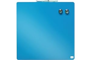 ‎NOBO Nobo Quadratisches Magnetisches Mini-Whiteboard, Rahmenlos, Trocken Abwischbar, Leicht zu Reinigen, Wandmontage, Zuhause/Büro, 360 x 360 mm, Blau, 1903873