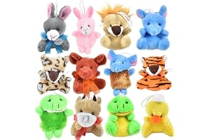 Cemirk Mini Animal Plush Toy Set - Perfect Party Favors and Classroom Prizes for Kids 4-8 - Cute and Colorful Goodie Bag Stuffers, 12 pack