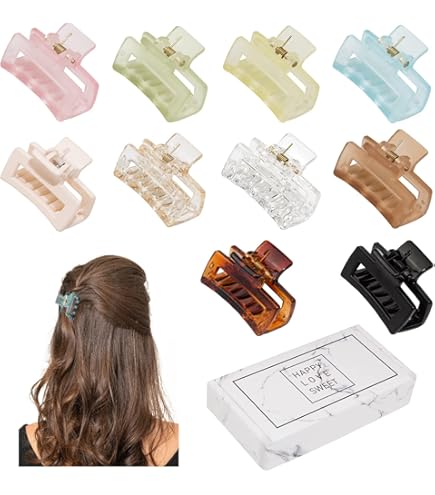 8 Pieces Medium Hair Claw Clips, Square Non-slip Hair Clip For Women And Girls, Color Matte Non-Slip Rectangle Hair Clips For Medium/Long Hair And Fine/Thick Hair, Hair Accessory For Women