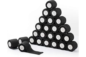 COJJ 24 STK 5cm X 4,5m Haftbandage Cohesive Bandage Selbsthaftende Verband Fingerpflaster Wundverband Fixierverband Tierverband Hand Reißen Wasserfest Elastische Binde Für Menschen Haustiere (Schwarz)