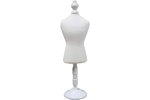 DE-LIANG Mini Dog Dress Form S Size White Mannequin for Doll Pet Clothes Miniature Sewing Dress Display Rack with Wooden Round Base Fully Pinnable.