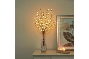 Vanthylit 3PK Decorative Twig Lights for Vase Mains Powered Lighted Branches with 90 Warm White LEDs Twig Christmas Lights Decoration Assessories for Home Living Room Decor (84cm)