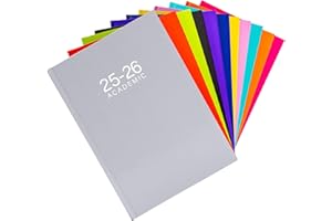 Evelay 2025 2026 Diary A5 Week to View Mid Year Academic Planner Hardback Diaries Journal Organiser with Ribbon for Student Teacher Personal Use (Grey)