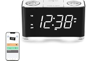 ‎ITOMA iTOMA Radiowecker, Wecker mit Bluetooth, große LED-Anzeige, FM-Radio, Dual-Wecker, USB-Ladeanschluss, Nachtlicht, Auto-manueller Dimmer, Snooze, Sleep Timer (Weiß LED, 507)
