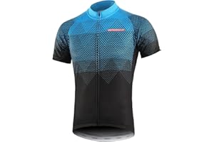 BERGRISAR Camiseta de Ciclismo de Manga Corta para Hombre, 3+1 Bolsillos con Cremallera
