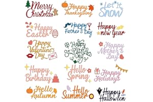 INFUNLY 15pcs Holiday Word Dies for Card Making Happy Mother's Day Greeting Die Cuts Happy Birthday Metal Phrase Dies for DIY Scrapbooking for Sizzix Spellbinders Gemini Die Cut Machine
