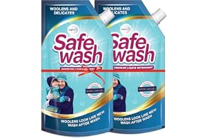 Safewash Premium Liquid Detergent 2L (Pack of 2 Pouch) for Woollens and Delicates with Active Fabric Conditioners Soda and Bleach Free PH Neutral Neutral Formula for 7-in-1 Expert Care