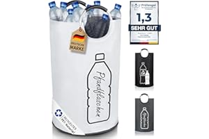 COTTARA® Original Pfandflaschen Aufbewahrung faltbar – Pfandflaschen Sammelbehälter xxl aus recycelten PET-Flaschen für Küche – Flaschensammler Leergut Pfandbehälter Altglas – Weiß 70L