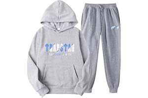 YiLianDa Tuta Trapstar Uomo 2 Pezzi Completo Trapstar London Trapstar Tuta Jogging Sportiva Set Unisex Autunno Inverno Donna Felpa con Cappuccio in Plie e Pantaloni