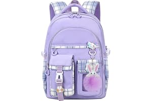 KEBEIXUAN School Bags for Girls - Cute Personalized Backpack with Kawaii Pendant for Primary and Secondary School