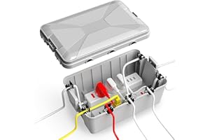 TEL CHARME * Caja eléctrica para exteriores, cubierta impermeable IP54, protege enchufes, enchufes, enchufes, temporizadores, regletas, iluminación navideña (gris, L: 32 x 21 x 13 cm)