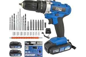 ECHO ENG ENG PRO Trapano Avvitatore a Batteria a percussione da 21V in Valigetta 27 Accessori 2 Batterie e 1 Caricatore Velocità 0-1350 RPM Mandrino Autoserrante 10mm - UM ET AB21