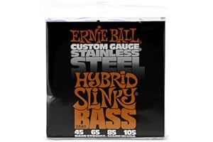 Ernie Ball Hybrid Slinky P02843 - Cuerdas para bajo eléctrico, acero inoxidable, calibre 45-105