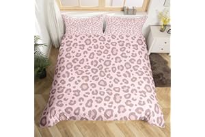 Loussiesd Rosa Leopard Haut Bettbezug Set Leopard Drucken Bettwäsche Set 135x200cm Für Kinder Jungen Afrika Gepard Bedruckt Kinder Betten Set Ultra weich Dekor Safari Tierfell Muster Reißverschluss