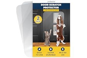 PROTECTO 2-Pack Ultra Durable Door Protector for Dogs – 90x60 cm Clear Cat Scratch Protector | Easy to Install Anti Scratch Door Guard for Dogs and Cats - Protection for Furniture, Walls and Windows