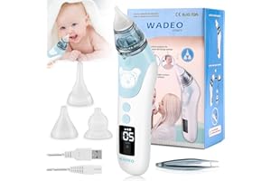 WADEO Elektryczny Aspirator Do Nosa Baby, ładowany Przez Usb, Z Ekranem Lcd, 5 Siłami Ssania I 3 Silikonowymi Końcówkami, Oczyszczacz Nosa Dla Noworodków, Niemowląt I Małych Dzieci.