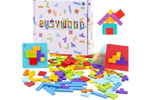 Tangdudu Tangram Bambini, Tangram Legno Bambini, Tangram Puzzle, Giochi Montessori 3 4 5 6 Anni, Giochi Educativi Montessori, IQ Puzzle in Legno per Bambini, Giochi Motricità Fine