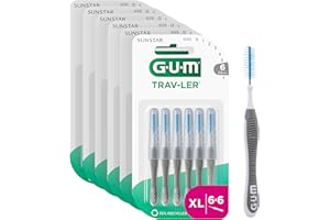 GUM TRAV-LER Professional Interdental Brushes | Bristles with Antibacterial Protection | Coated Metallic Wire | Soft Grip (2,0 mm ISO 6, 6)